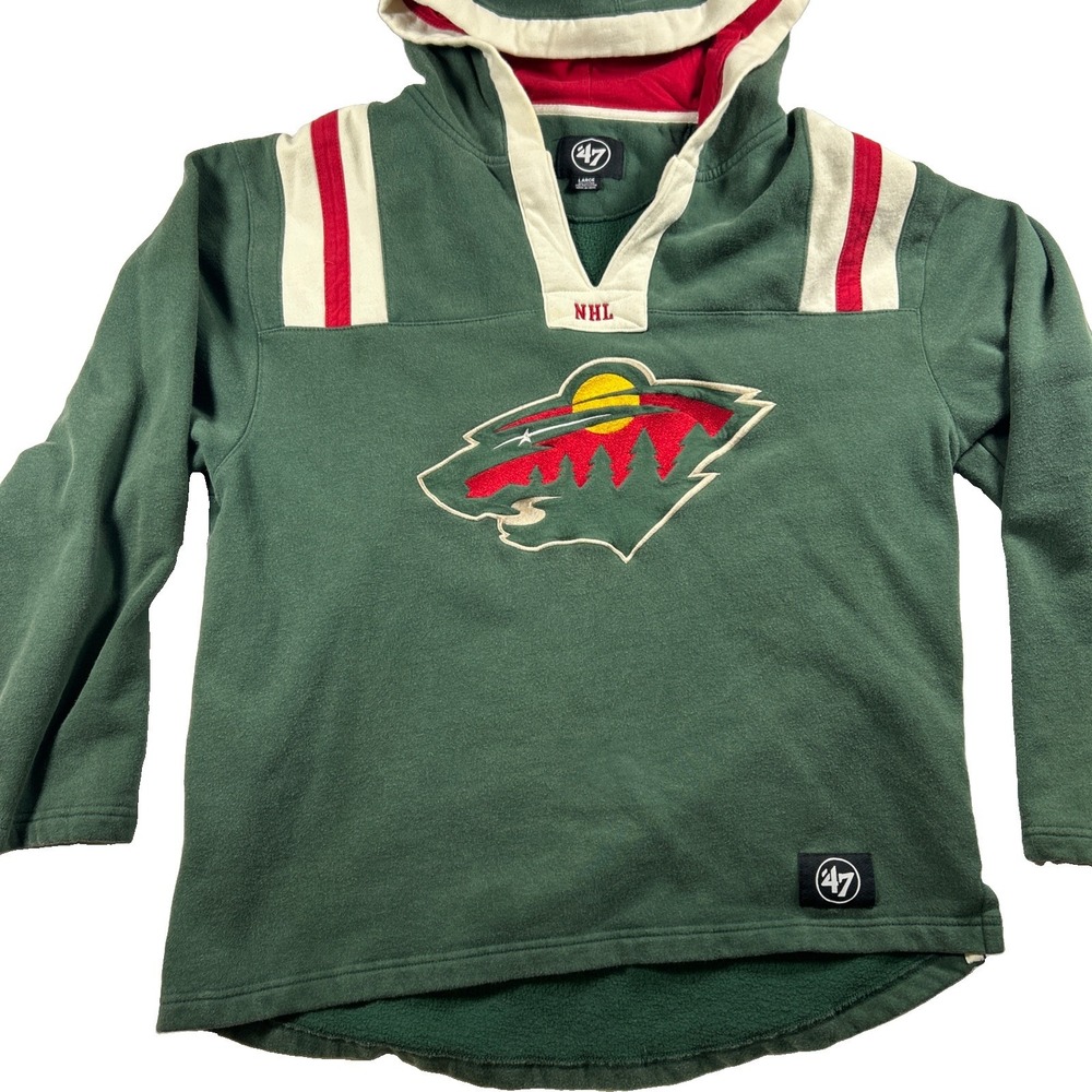 Minnesota Wild NHL '47 Inside Line Fleece Pullover Jersey Green Sz Large
